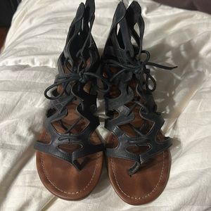Rampage Black Gladiator Sandals
